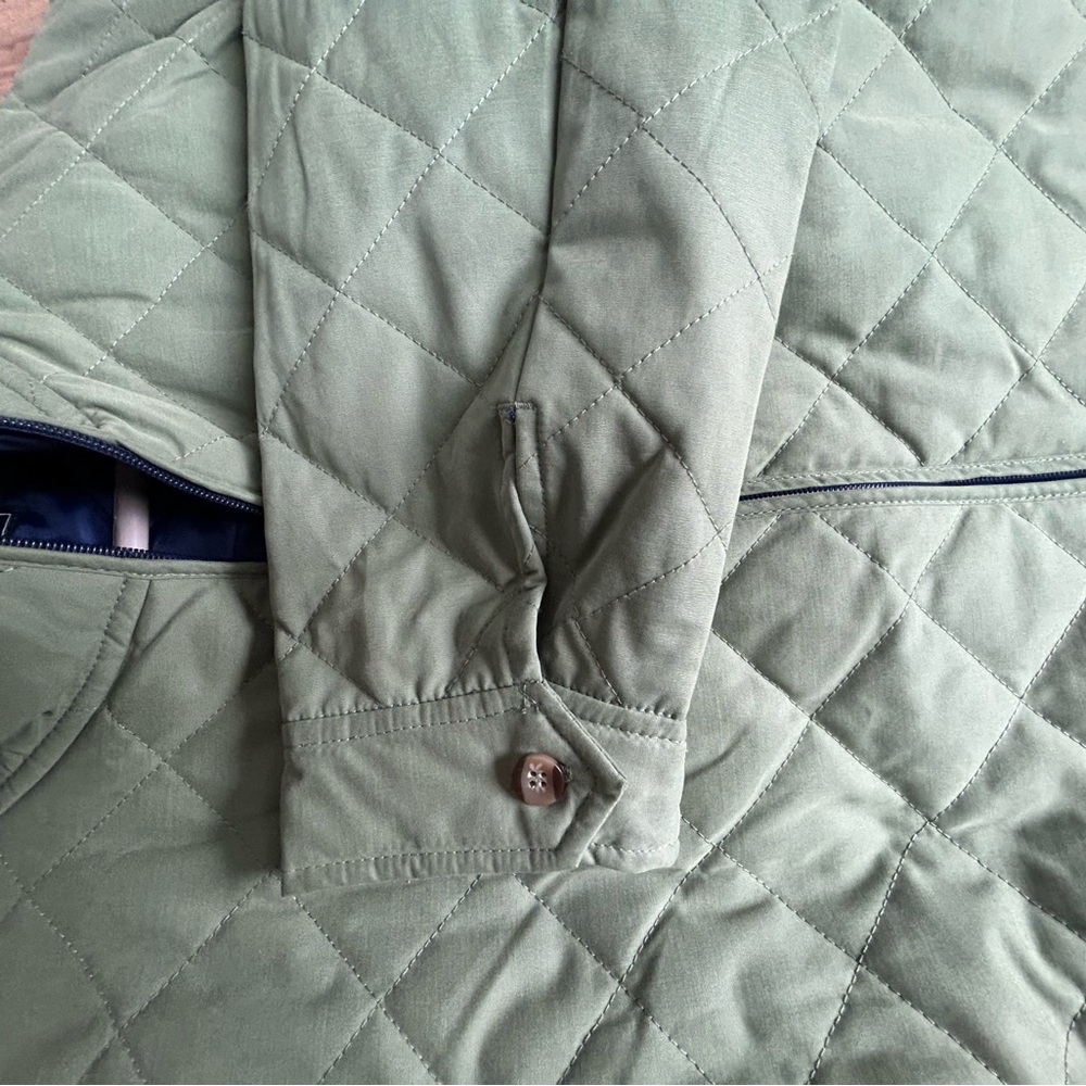Olive/navy quilted jacket - Picture 7 of 9